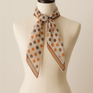 Vintage Prince Polka Dot Scarf Made in Japan | Brown Orange Cream Square